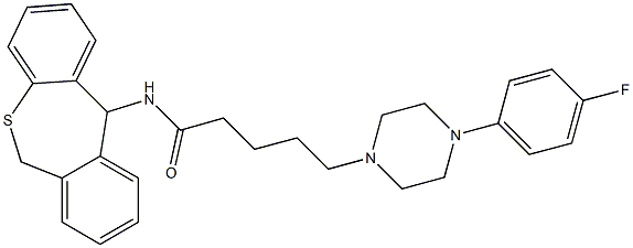 5-[4-(4-Fluorophenyl)-1-piperazinyl]-N-[(6,11-dihydrodibenzo[b,e]thiepin)-11-yl]valeramide Struktur