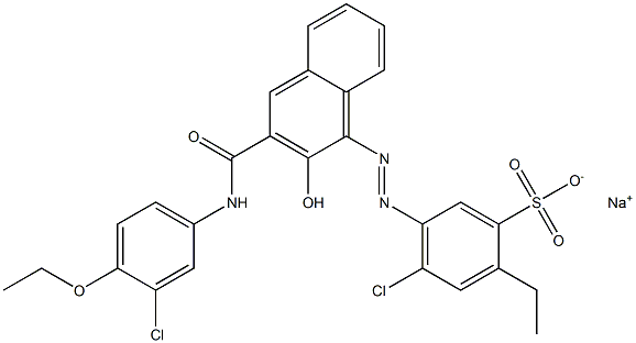 4-Chloro-2-ethyl-5-[[3-[[(3-chloro-4-ethoxyphenyl)amino]carbonyl]-2-hydroxy-1-naphtyl]azo]benzenesulfonic acid sodium salt Struktur