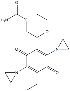 2-Ethyl-5-[1-ethoxy-2-(carbamoyloxy)ethyl]-3,6-di(1-aziridinyl)-p-benzoquinone Struktur