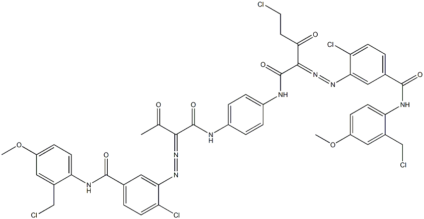 3,3'-[2-(Chloromethyl)-1,4-phenylenebis[iminocarbonyl(acetylmethylene)azo]]bis[N-[2-(chloromethyl)-4-methoxyphenyl]-4-chlorobenzamide] Struktur