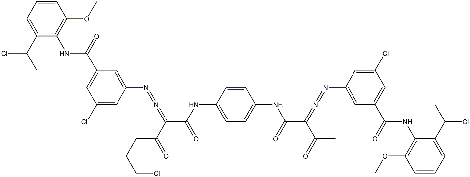 3,3'-[2-(2-Chloroethyl)-1,4-phenylenebis[iminocarbonyl(acetylmethylene)azo]]bis[N-[2-(1-chloroethyl)-6-methoxyphenyl]-5-chlorobenzamide] Struktur