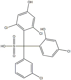 (3-Chlorophenyl)(4-chloro-2-hydroxyphenyl)(2,6-dichloro-4-hydroxyphenyl)methanesulfonic acid Struktur