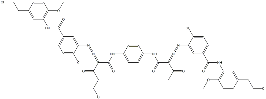 3,3'-[2-(Chloromethyl)-1,4-phenylenebis[iminocarbonyl(acetylmethylene)azo]]bis[N-[3-(2-chloroethyl)-6-methoxyphenyl]-4-chlorobenzamide] Struktur