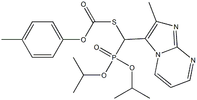 Thiocarbonic acid S-[(2-methylimidazo[1,2-a]pyrimidin-3-yl)[bis(isopropyloxy)phosphinyl]methyl]O-(4-methylphenyl) ester Struktur