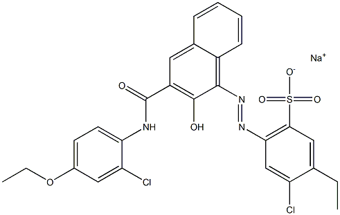 4-Chloro-3-ethyl-6-[[3-[[(2-chloro-4-ethoxyphenyl)amino]carbonyl]-2-hydroxy-1-naphtyl]azo]benzenesulfonic acid sodium salt Struktur