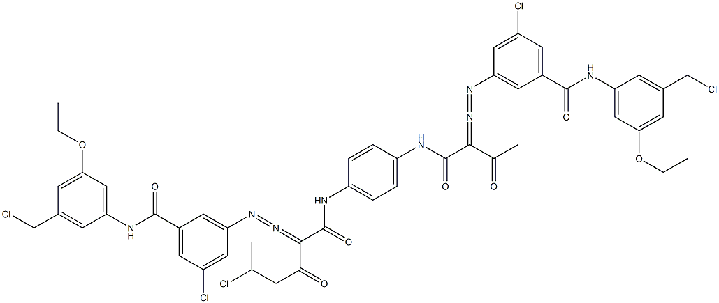 3,3'-[2-(1-Chloroethyl)-1,4-phenylenebis[iminocarbonyl(acetylmethylene)azo]]bis[N-[3-(chloromethyl)-5-ethoxyphenyl]-5-chlorobenzamide] Struktur