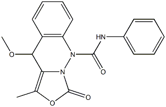 3-Methyl-4-methoxy-9-phenylcarbamoyl-4,9-dihydro-9,9a-diaza-1H-naphtho[2,3-c]furan-1-one Struktur