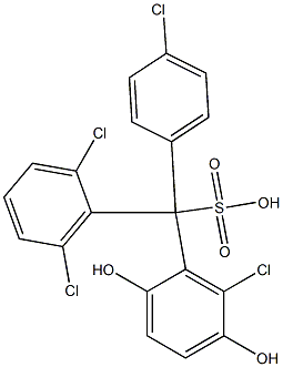 (4-Chlorophenyl)(2,6-dichlorophenyl)(6-chloro-2,5-dihydroxyphenyl)methanesulfonic acid Struktur