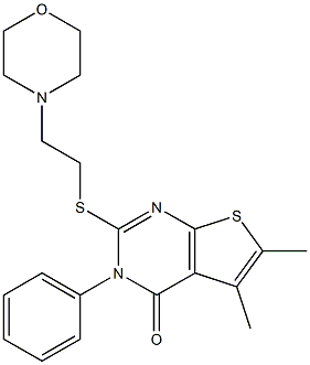 5,6-Dimethyl-3-phenyl-2-[[2-morpholinoethyl]thio]thieno[2,3-d]pyrimidin-4(3H)-one Struktur