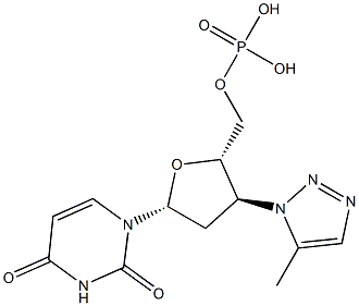 3'-(5-Methyl-1H-1,2,3-triazol-1-yl)-2',3'-dideoxyuridine 5'-phosphoric acid Struktur