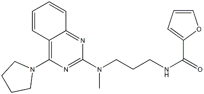 2-[N-[3-(2-Furanylcarbonylamino)propyl]-N-methylamino]-4-(1-pyrrolidinyl)quinazoline Struktur