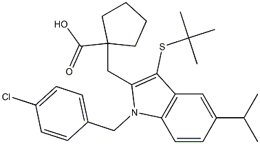 1-[[1-(4-Chlorobenzyl)-3-(tert-butylthio)-5-isopropyl-1H-indol-2-yl]methyl]cyclopentanecarboxylic acid Struktur