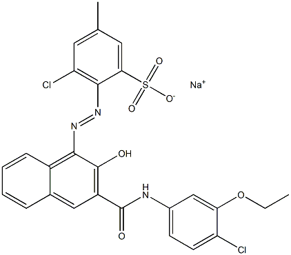 3-Chloro-5-methyl-2-[[3-[[(4-chloro-3-ethoxyphenyl)amino]carbonyl]-2-hydroxy-1-naphtyl]azo]benzenesulfonic acid sodium salt Struktur