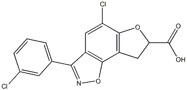 5-Chloro-7,8-dihydro-3-(3-chlorophenyl)furo[2,3-g][1,2]benzisoxazole-7-carboxylic acid Struktur