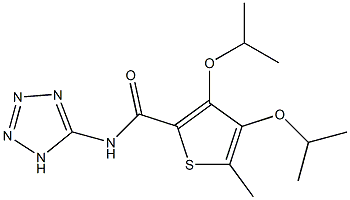 3,4-Bis(isopropyloxy)-5-methyl-N-(1H-tetrazol-5-yl)thiophene-2-carboxamide Struktur