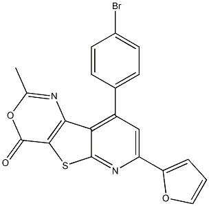 2-Methyl-7-(2-furanyl)-9-(4-bromophenyl)-4H-pyrido[3',2':4,5]thieno[3,2-d][1,3]oxazin-4-one Struktur