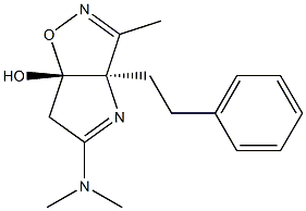 (3aR,6aS)-6,6a-Dihydro-3-methyl-3a-(2-phenylethyl)-5-(dimethylamino)-3aH-1-oxa-2,4-diazapentalen-6a-ol Struktur