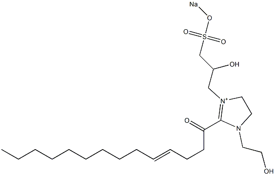 1-(2-Hydroxyethyl)-3-[2-hydroxy-3-(sodiooxysulfonyl)propyl]-2-(4-tetradecenoyl)-2-imidazoline-3-ium Struktur