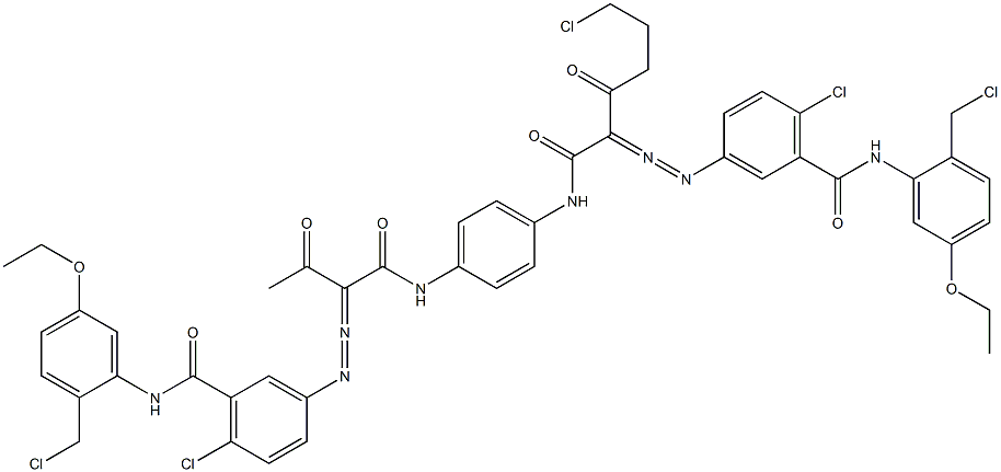 3,3'-[2-(2-Chloroethyl)-1,4-phenylenebis[iminocarbonyl(acetylmethylene)azo]]bis[N-[2-(chloromethyl)-5-ethoxyphenyl]-6-chlorobenzamide] Struktur