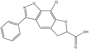 8-Chloro-5,6-dihydro-3-phenylfuro[3,2-f]-1,2-benzisoxazole-6-carboxylic acid Struktur