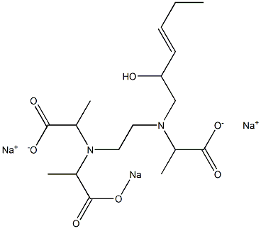 3-(2-Hydroxy-3-hexenyl)-6-(1-sodiooxycarbonylethyl)-2,7-dimethyl-3,6-diazaoctanedioic acid disodium salt Struktur