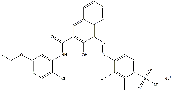 3-Chloro-2-methyl-4-[[3-[[(2-chloro-5-ethoxyphenyl)amino]carbonyl]-2-hydroxy-1-naphtyl]azo]benzenesulfonic acid sodium salt Struktur