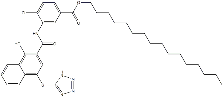 N-[2-Chloro-5-(hexadecyloxycarbonyl)phenyl]-1-hydroxy-4-[(1H-tetrazol-5-yl)thio]-2-naphthalenecarboxamide Struktur