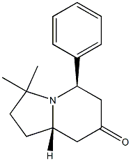 (5R,8aS)-3,3-Dimethyl-5-phenyl-1,2,3,5,6,8a-hexahydroindolizin-7(8H)-one Struktur