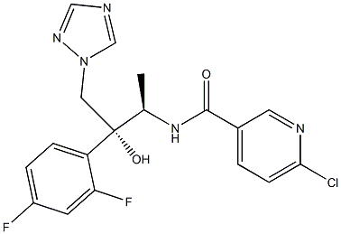 N-[(1R,2R)-2-(2,4-Difluorophenyl)-2-hydroxy-1-methyl-3-(1H-1,2,4-triazol-1-yl)propyl]6-chloropyridine-3-carboxamide Struktur