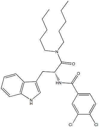 (R)-2-(3,4-Dichlorobenzoylamino)-3-(1H-indol-3-yl)-N,N-dipentylpropanamide Struktur