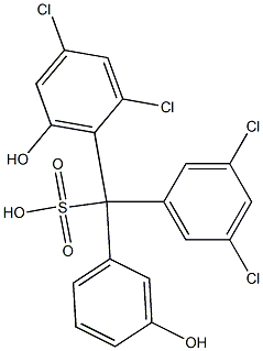 (3,5-Dichlorophenyl)(2,4-dichloro-6-hydroxyphenyl)(3-hydroxyphenyl)methanesulfonic acid Struktur