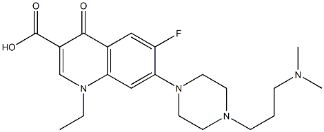 1,4-Dihydro-1-ethyl-6-fluoro-7-[4-[3-(dimethylamino)propyl]piperazin-1-yl]-4-oxoquinoline-3-carboxylic acid Struktur