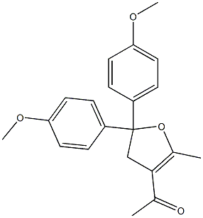 3-Acetyl-4,5-dihydro-2-methyl-5,5-bis(4-methoxyphenyl)furan Struktur