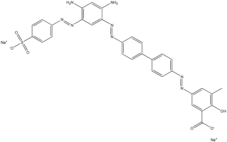 5-[[4'-[[2,4-Diamino-5-[(4-sulfophenyl)azo]phenyl]azo]-1,1'-biphenyl-4-yl]azo]-2-hydroxy-3-methylbenzoic acid disodium salt Struktur