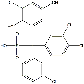 (3-Chlorophenyl)(3,4-dichlorophenyl)(3-chloro-2,5-dihydroxyphenyl)methanesulfonic acid Struktur