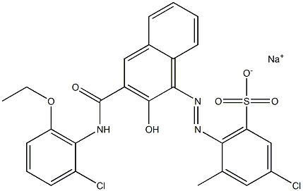 3-Chloro-5-methyl-6-[[3-[[(2-chloro-6-ethoxyphenyl)amino]carbonyl]-2-hydroxy-1-naphtyl]azo]benzenesulfonic acid sodium salt Struktur