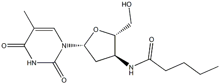 5-Methyl-3'-[pentanoylamino]-2',3'-dideoxyuridine Struktur