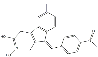 [5-Fluoro-2-methyl-1-[(Z)-4-methylsulfinylbenzylidene]-1H-inden-3-yl]acetohydroximic acid Struktur