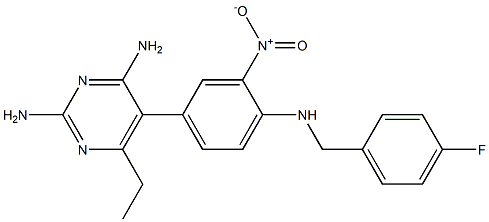 2,4-Diamino-6-ethyl-5-(3-nitro-4-(4-fluorobenzylamino)phenyl)pyrimidine Struktur