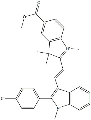 2-[2-[2-(4-Chlorophenyl)-1-methyl-1H-indol-3-yl]ethenyl]-5-(methoxycarbonyl)-1,3,3-trimethyl-3H-indolium Struktur