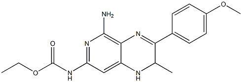 N-[(5-Amino-1,2-dihydro-2-methyl-3-(4-methoxyphenyl)pyrido[3,4-b]pyrazin)-7-yl]carbamic acid ethyl ester Struktur