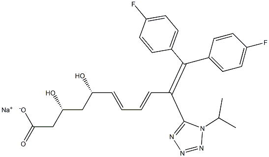 (3R,5S,6E,8E)-11,11-Bis(4-fluorophenyl)-3,5-dihydroxy-10-(1-isopropyl-1H-tetrazol-5-yl)-6,8,10-undecatrienoic acid sodium salt Struktur