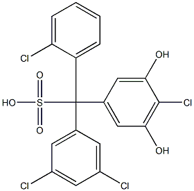 (2-Chlorophenyl)(3,5-dichlorophenyl)(4-chloro-3,5-dihydroxyphenyl)methanesulfonic acid Struktur