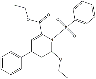 1,2,3,4-Tetrahydro-4-phenyl-2-ethoxy-1-(phenylsulfonyl)pyridine-6-carboxylic acid ethyl ester Struktur