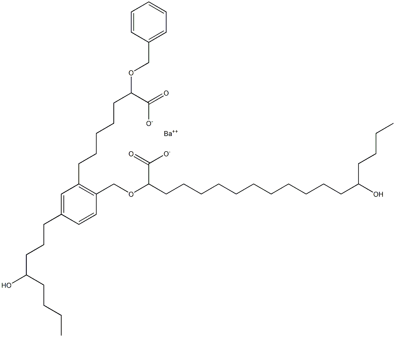 Bis(2-benzyloxy-14-hydroxystearic acid)barium salt Struktur