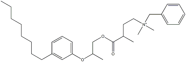 N,N-Dimethyl-N-benzyl-N-[3-[[2-(3-octylphenyloxy)propyl]oxycarbonyl]butyl]aminium Struktur