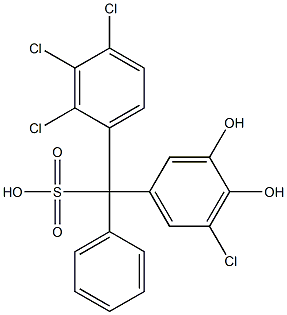 (5-Chloro-3,4-dihydroxyphenyl)(2,3,4-trichlorophenyl)phenylmethanesulfonic acid Struktur