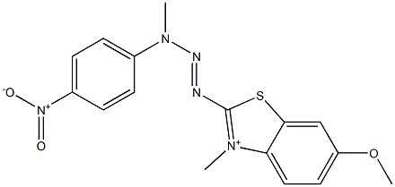 6-Methoxy-3-methyl-2-[3-methyl-3-(4-nitrophenyl)-1-triazenyl]benzothiazol-3-ium Struktur