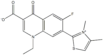 1,4-Dihydro-1-ethyl-4-oxo-6-fluoro-7-[(3,4-dimethylthiazol-3-ium)-2-yl]quinoline-3-carboxylic acid Struktur