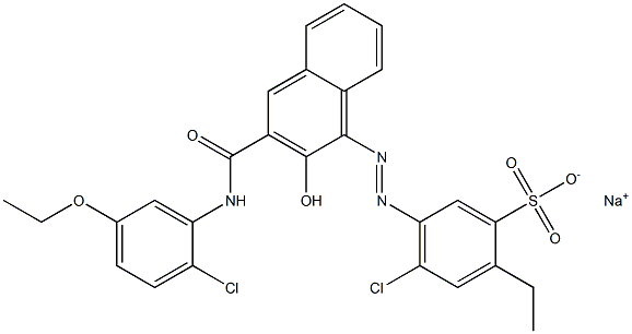 4-Chloro-2-ethyl-5-[[3-[[(2-chloro-5-ethoxyphenyl)amino]carbonyl]-2-hydroxy-1-naphtyl]azo]benzenesulfonic acid sodium salt Struktur